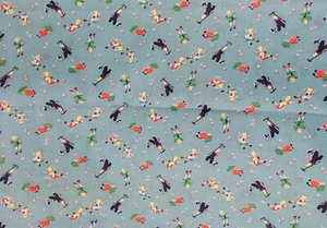 BTHY Vintage Sky Blue Jack & Jill Fairy Tale  Cotton  Fabric  - Picture 1 of 2