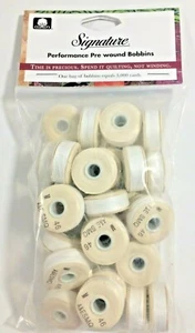 Signature Prewound M Style Bobbin Cotton Quilting Thread 40wt 91yds White 33  - Picture 1 of 2