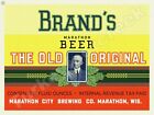 Brand's Marathon The Old Original Beer Label 9" x 12" Metal Sign