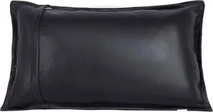 Black Box Lambskin Leather Rectangle Pillow Cover Sofa Cushion Case Home Decore - Picture 1 of 8