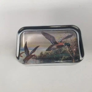 Vintage Flying Mallard & Hen Duck Outdoor Scene Glass 4" Paperweight - Picture 1 of 5