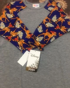 LuLaRoe Disney Bambi Sloan Kids Randy Raglan Tee Size 12 Baseball Royal Blue NWT - Picture 1 of 3