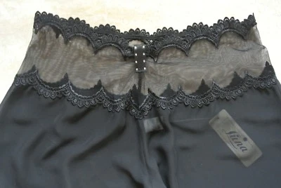 Damenpyjamahose Homewear transparent schwarz ausgefallen Strass LUNA NEU sexy M - Bild 1 von 4