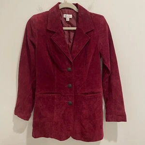 Denim & Co. Leather Jacket Blazer Womens Size 2XS XXS Burgundy Red - Picture 1 of 10