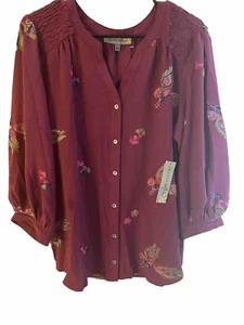 NWT Figueroa & Flower Sz Large Blouse / Embroidered - Picture 1 of 11