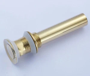 Golden Pop Up Waste Stopper Lavatory Faucet Vessel Sink Drain Without Overflow - Picture 1 of 5