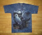 T-shirt teignant cravate bleu/violet adulte M 1999 The Mountain Owl Owls Birds *NEUF*