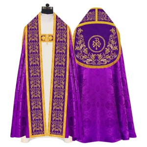 Roman Cope Vestment & Matching Stole with Exquisite Embroidered Trims - Picture 1 of 28