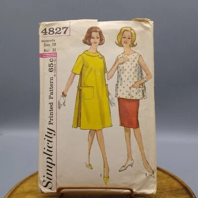 Vintage Sewing PATTERN Simplicity 4827, Women Maternity Dress Top and Skirt - Image 1 of 3