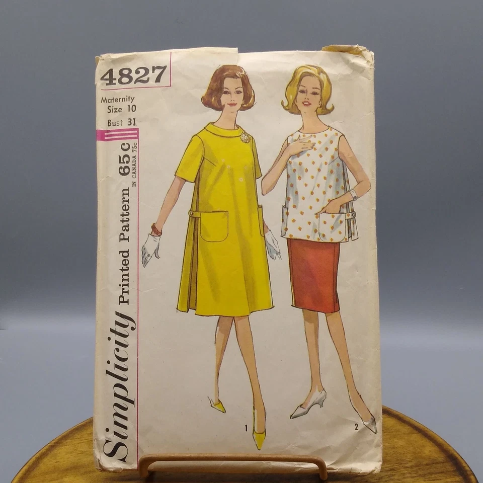 Vintage Sewing PATTERN Simplicity 4827, Women Maternity Dress Top and Skirt - Image 1 of 3