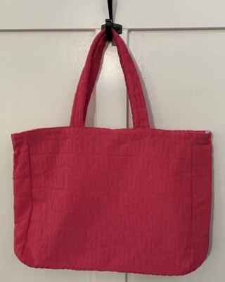 Bolso de Mano Victoria's Secret ROSA Rosa Brillante Retro LOGO Terry LONA con Cremallera Foto 1 de 4