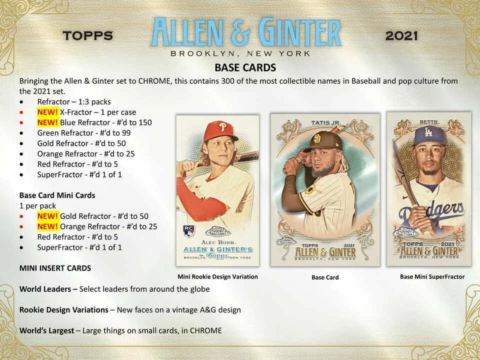 2021 Topps Allen & Ginter Chrome Base Cards Complete your set or PC - Image 1 of 1