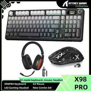 Attack Shark Triple-Mode Hot-swappable Gaming Keyboard, Mouse, and Headset Set - Picture 1 of 26