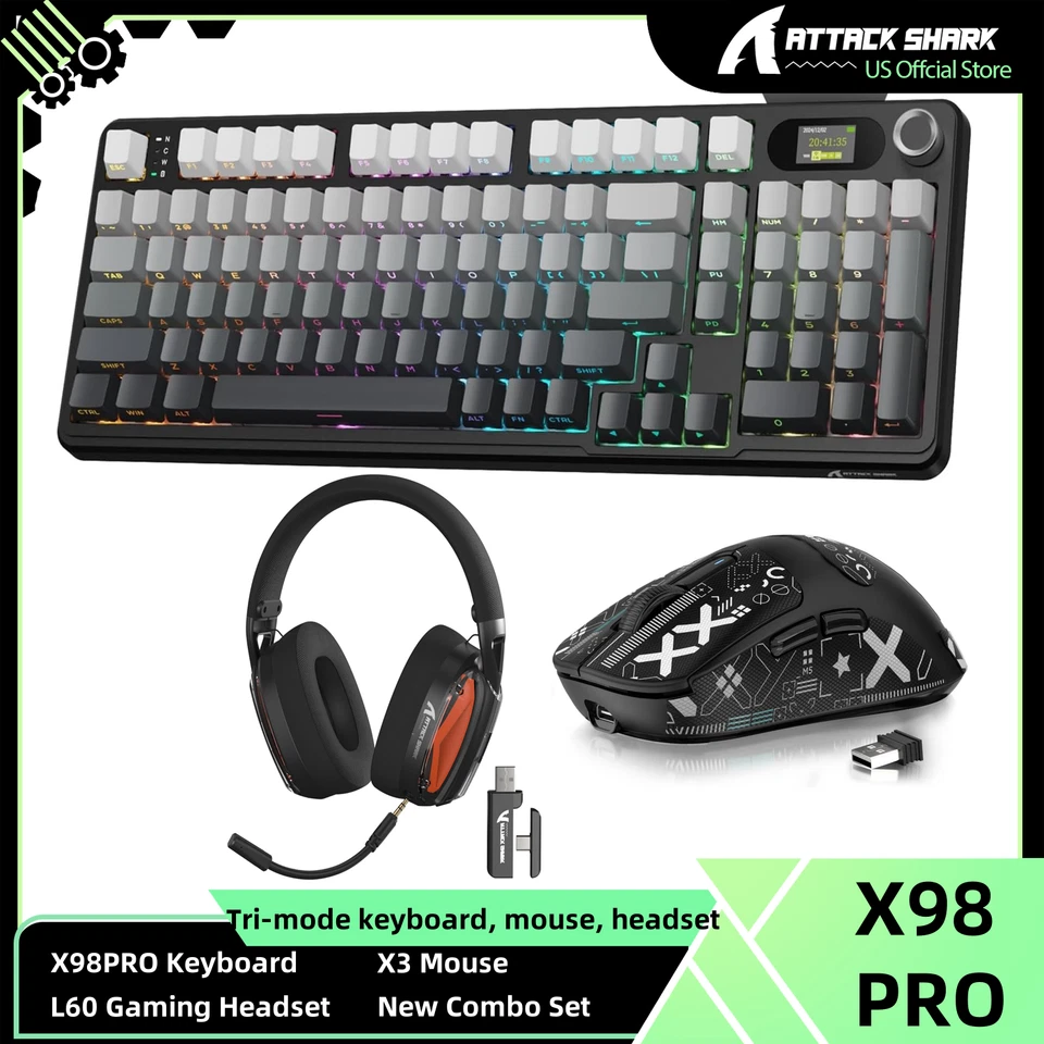 Attack Shark Triple-Mode Hot-swappable Gaming Keyboard, Mouse, and Headset Set - Image 1 of 4