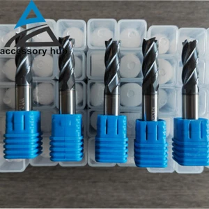 5 PC 3/8" x 1" x 3/8" x 2-1/2" 4 FLUTE CARBIDE END MILL - TiALN COATED - HRC 55 - Picture 1 of 11