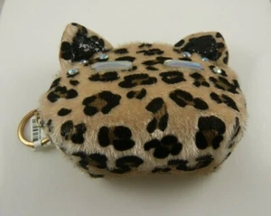 leopard spots cat key chain small pouch purse coin zipper bling - Picture 1 of 9