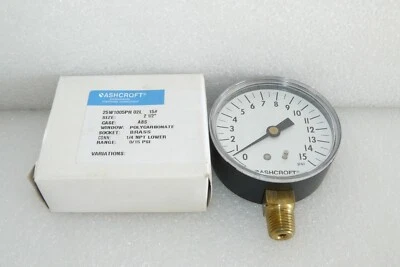Ashcroft 25W1005PH-02L 15# Pressure Gauge 0-15PSI 1/4" NPT - Image 1 of 3