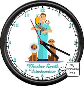 Personalized Clinic Male Veterinarian Vet Hospital Assistant Sign Wall Clock - Picture 1 of 1