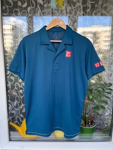 Uniqlo Roger Federer RF 2019 Australian Open Tennis Court Polo Shirt Blue Size L - Picture 1 of 15