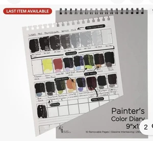 Painters Color Diary - 9x12" Spiral-Bound Acid-Free Color Swatch Book with 10... - Picture 1 of 6