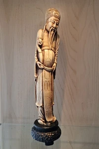 Statuina di Saggio o Funzionario cinese (h32cm), anni '60 - Foto 1 di 6