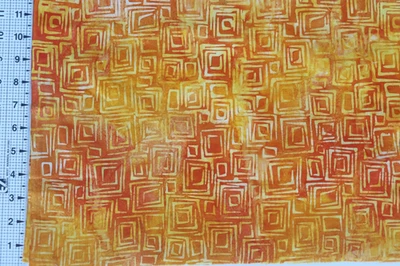 Orange yellow squares BATIK cotton quilt fabric SCRAP LUNN 13" x 21" - Image 1 of 2