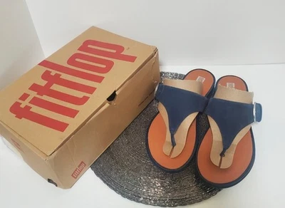 Sandalia FitFlop para mujer Gracie con hebilla de gamuza con puntera ~ AZUL MARINO MEDIANOCHE ~ TALLA 09 Foto 1 de 4