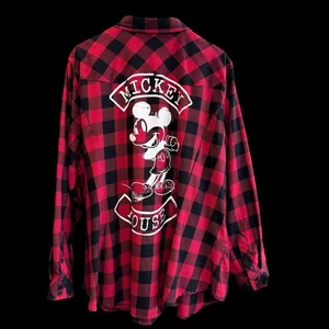 Disney Torrid Mickey Mouse Cuadros Botón Rojo Negro 60% Algodón Franela 4X #440 - Imagen 1 de 10