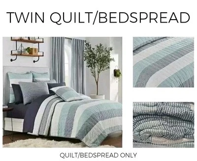 Edredón edredón doble UGG Tideline azul gris a rayas lavado suave 68x90 Foto 1 de 4