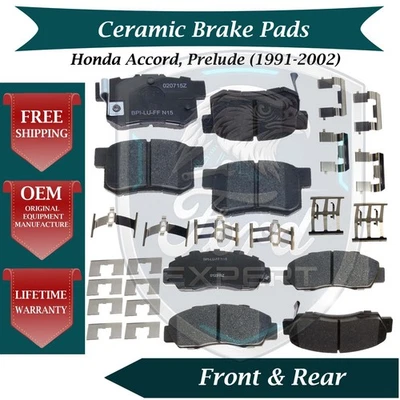 Kit de pastillas de freno delanteras y traseras de cerámica para Honda Accord Prelude 1991-2002 9 años de garantía Foto 1 de 4