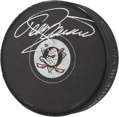 Disco de hockey autografiado de Teemu Selanne Anaheim Ducks Foto 1 de 3