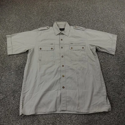 VTG J Peterman Shirt Mens L Beige Khaki Safari Hiking Army Military Epaulet 90s - Image 1 of 4
