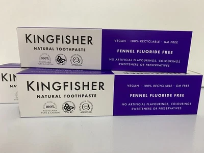 Kingfisher Vegan Fennel Toothpaste Natural Fluoride Free 3 tubes of 100ml