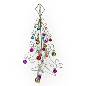 Gold Metal Wire Christmas Tree Multicolor Jingle Bell Ornaments 16" Centerpiece - Picture 1 of 5