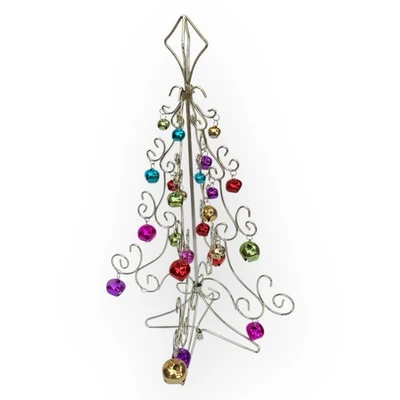 Gold Metal Wire Christmas Tree Multicolor Jingle Bell Ornaments 16" Centerpiece - Image 1 of 4