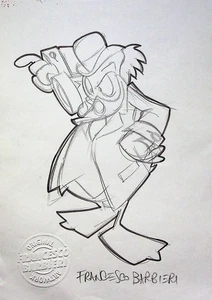 SCROOGE MCDUC Signed FRANCESCO BARBIERI Hand Inked Convention Art 8.5" x 6" Page - Picture 1 of 2
