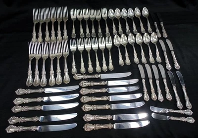 Talheres vintage Reed & Barton Borgonha prata esterlina 60 peças conjunto com assentos para 12 - Imagem 1 de 4