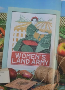 Dig For Victory Wartime Women's Land Army Poster Sampler Cross Stitch Chart - Picture 1 of 1
