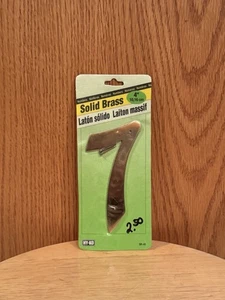 HY-KO #7 Solid Brass 4" House Number Address w/ Nails NEW NIP NOS - Picture 1 of 2
