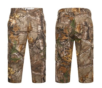 Mens Combat Cargo Jungle Print Army Fishing 3/4 Long Cotton Summer Camo Shorts - Image 1 of 4