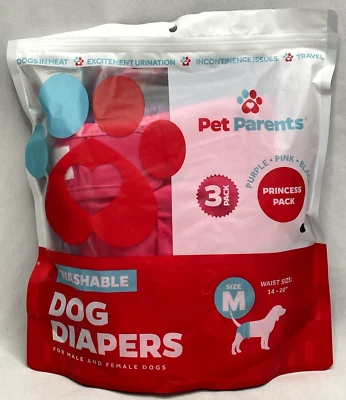 Pañales lavables para perros Pet Parents paquete de 3 medianos 14 - 20" cintura-rosa sellados ¡Nuevos! Foto 1 de 2