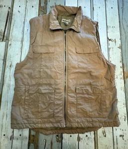 Ruff Hewn Puffer Vest Tan Quilt Size Med 100% Cotton Zipper Snap EUC - Picture 1 of 12