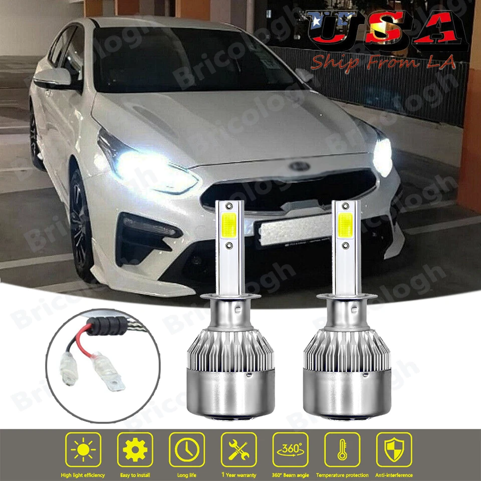 Kit de 2 bombillas de faros LED H1 6000K blancas de haz alto para Kia Sedona 2007-2014 Foto 1 de 4