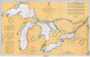 Póster de mapa de carta náutica de los Grandes Lagos - 1921 - Imagen 1 de 1