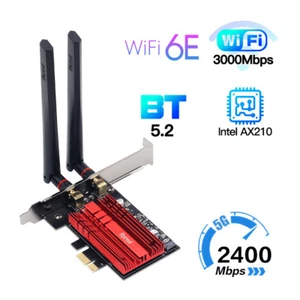 Tarjeta de red Intel PCIe WiFi 6E AX210 de escritorio WiFi Bluetooth 5.3 adaptador de red - Imagen 1 de 11