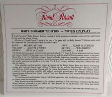 Baby Boomer Trivial Pursuit Intruction Leaflet Only sold as a part