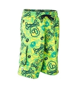 TYR Skull Crossbone Boys XL  Challenger Swim Trunks Yellow Green Size 16-18 NWT - Picture 1 of 4