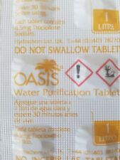 100 OASIS WATER PURIFICATION TREATMENT TABLETS PURIFYING SURVIVAL 1 tablet =1L 