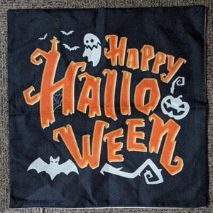 16 x 16 Canvas Pillow Cover Case Only - Happy Halloween, Spooky - Picture 1 of 2