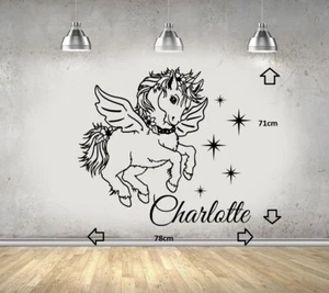 Personalisierter Wandaufkleber/Aufkleber Einhorn Mädchen Schlafzimmer mit beliebigem Namen! - Bild 1 von 9
